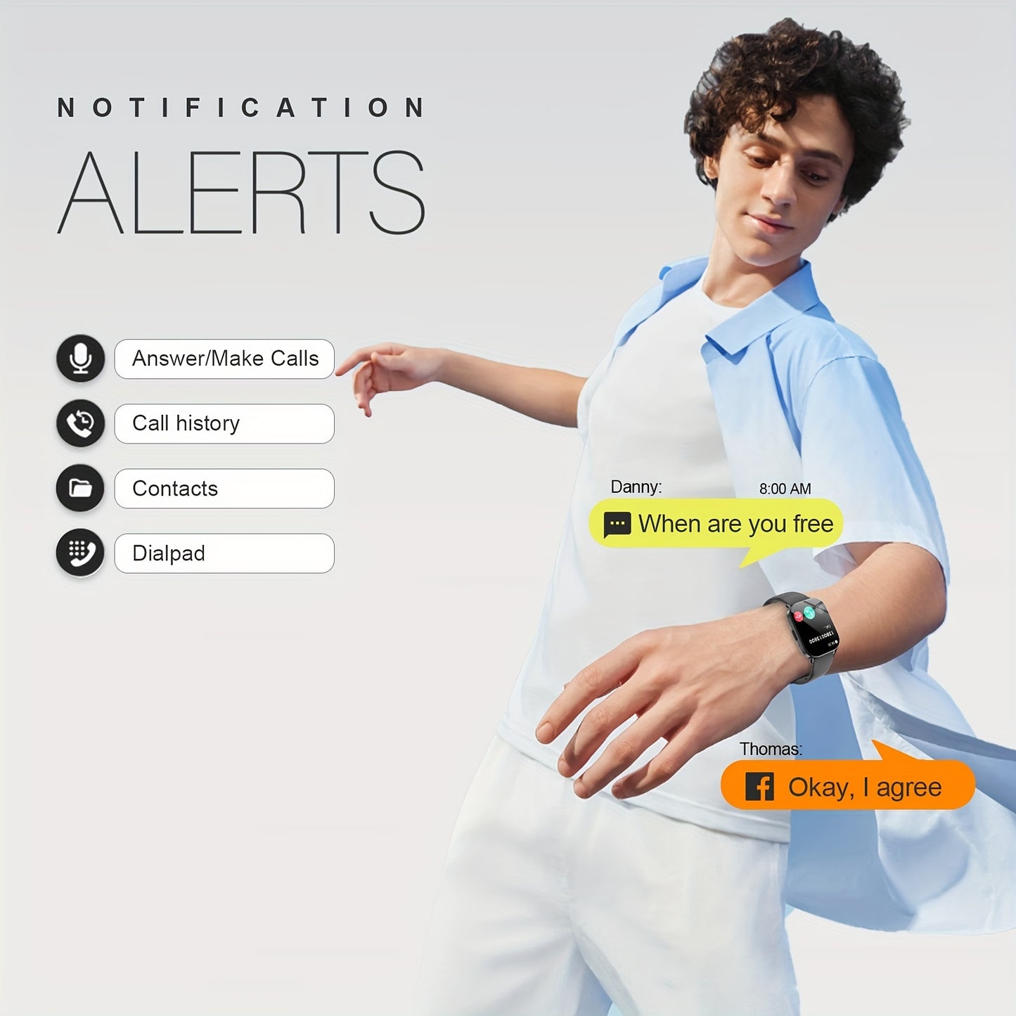 Montre intelligente étanche avec écran tactile complet de 2,01 pouces, notifications de messages, appels, suivi du sommeil, podomètre, rappels d’informations et rappels de sédentarité, compatible avec iPhone/Android, montre connectée pour femmes et hommes