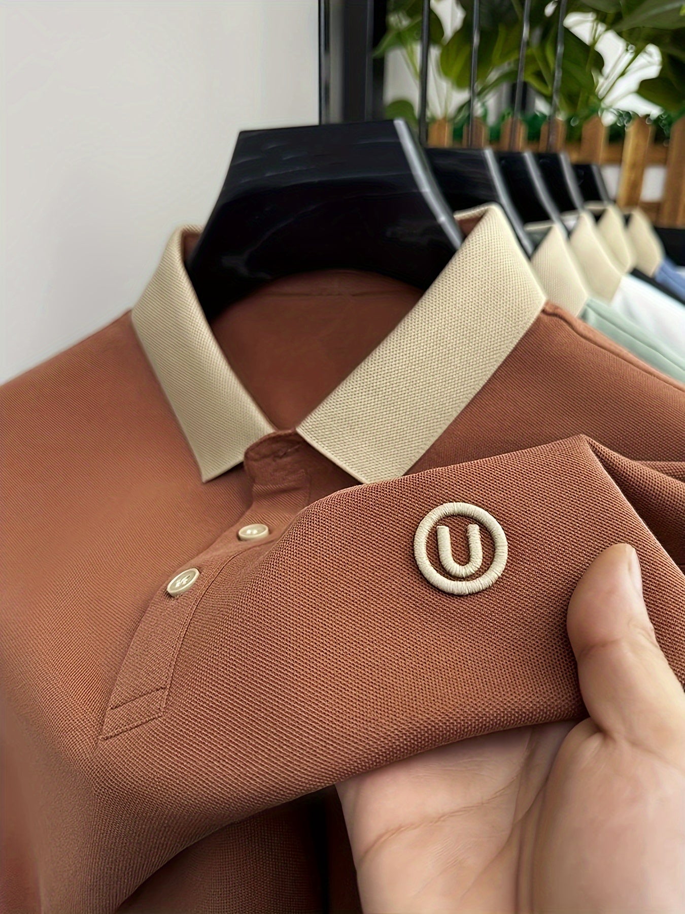 Men's Trendy Golf Shirt, Slightly Stretch Button Up Shirt, Comfy Top For Sport And Casual Wear