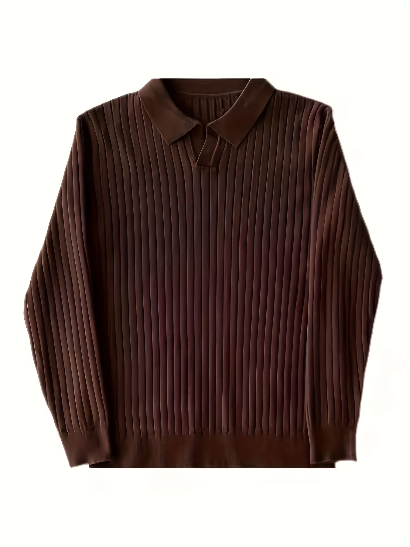 Iron Genghis OBM Men's Casual Long Sleeve Knit Sweater - Solid Color Ribbed Collar & Cuffs, High Elasticity Ribbed Texture, Regular Fit Autumn Winter Pullover, Ribbed Sweater, Everyday Pullover, Stylish Pullover, Highelastici