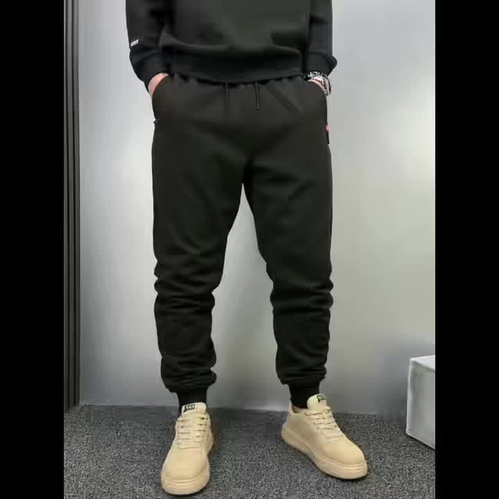 4pcs Pantalons Hiver Homme – Polaire, Cordon, Loose Fit, Outdoor & Casual, Bleu/Gris/Noir