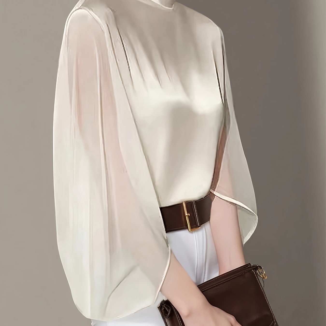 Chemise élégante minimaliste à manches lanterne pour femmes grande taille