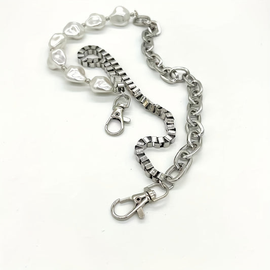 Ceinture chic en perles et chaîne métallique – Design irrégulier à perles, accessoire de taille en alliage pour jeans, robes et jupes, parfaite pour sorties décontractées
