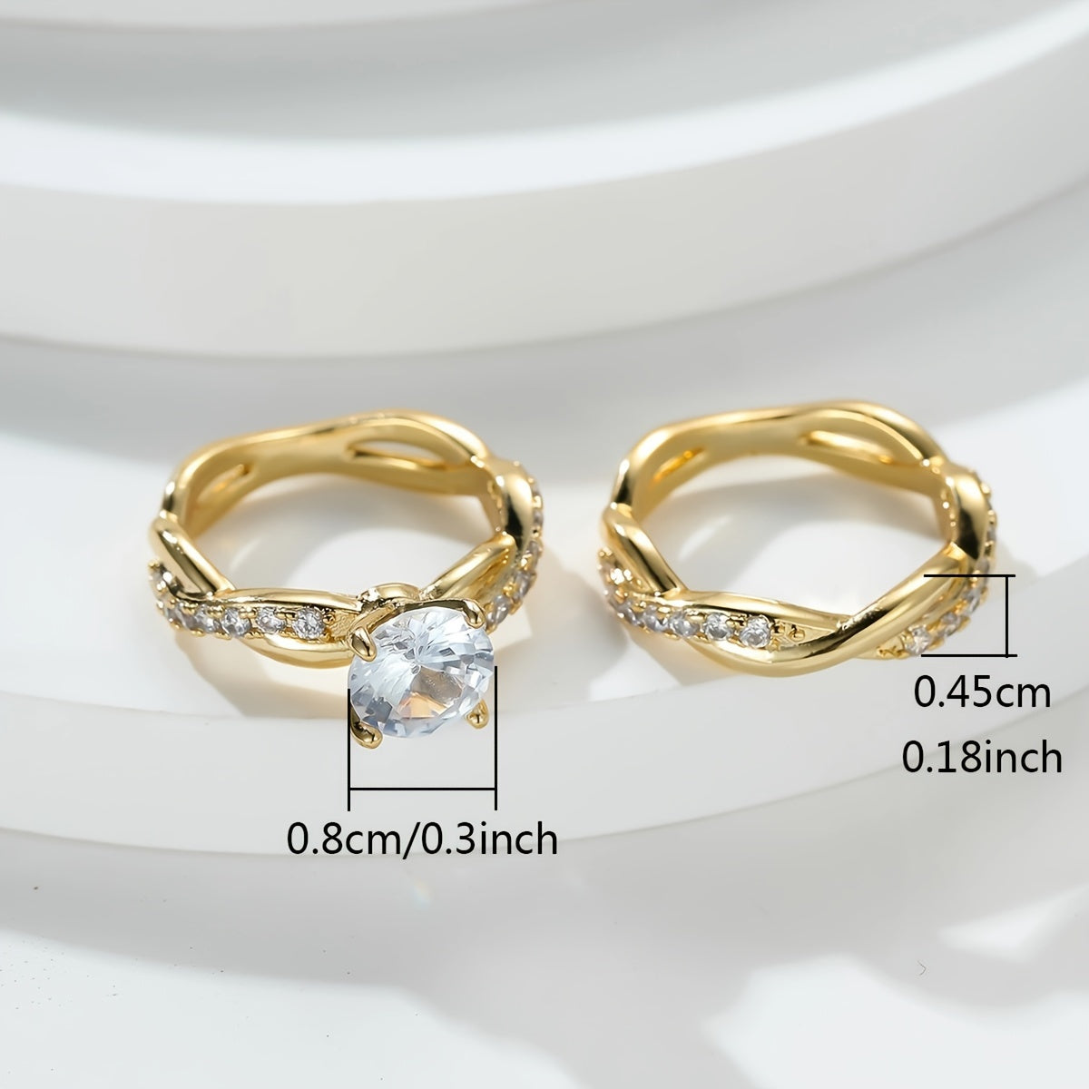 Vintage Cross Twisted Ring Set with Minimalist Twist and Engagement Wedding Rings