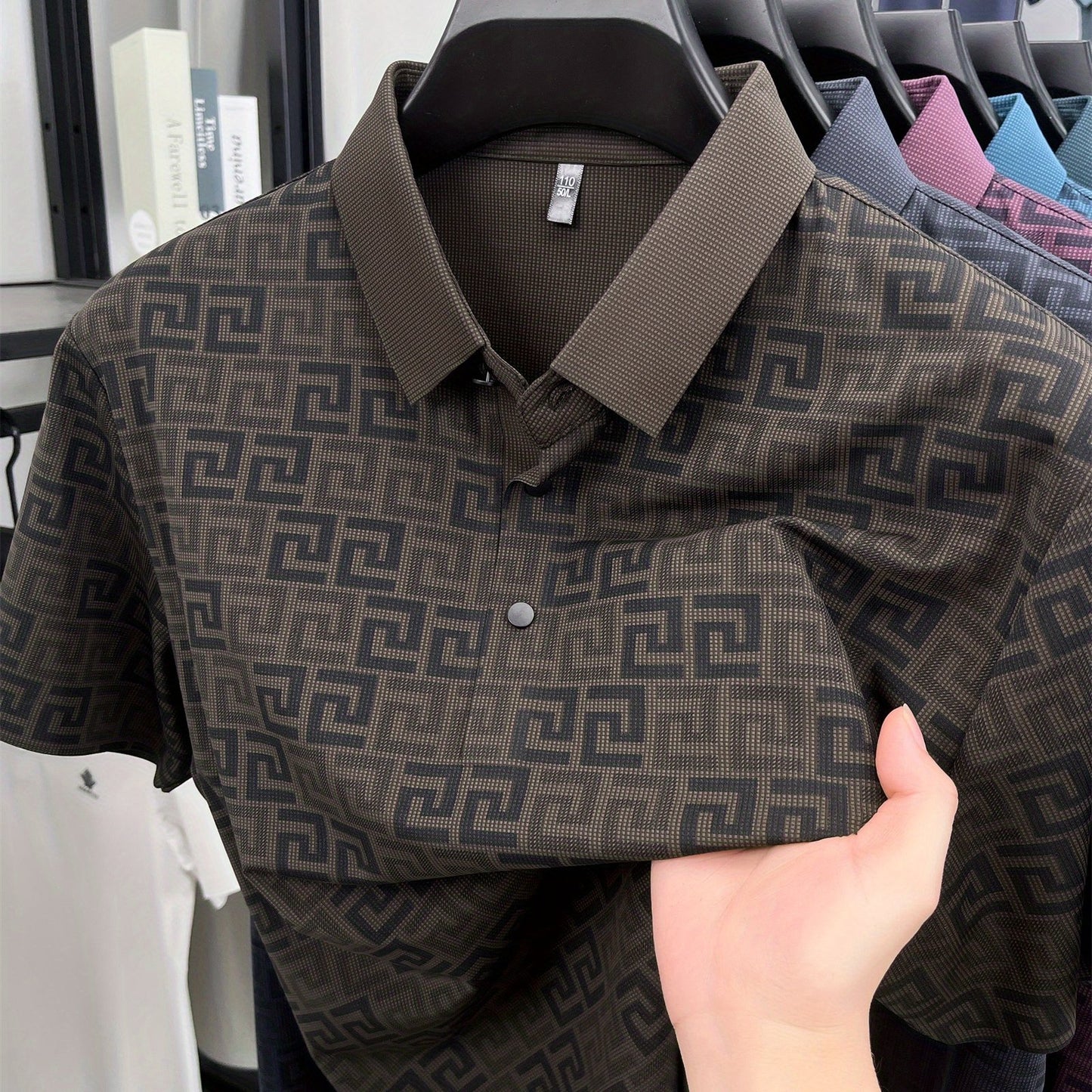 Men'S Casual Summer Polo Shirt - "CRRTMARO" Logo, Lightweight Rayon Fabric, Short Sleeve, Button-Up, Casual Style, Casual Summer Wear | Casual Style Shirt | Glossy Finish