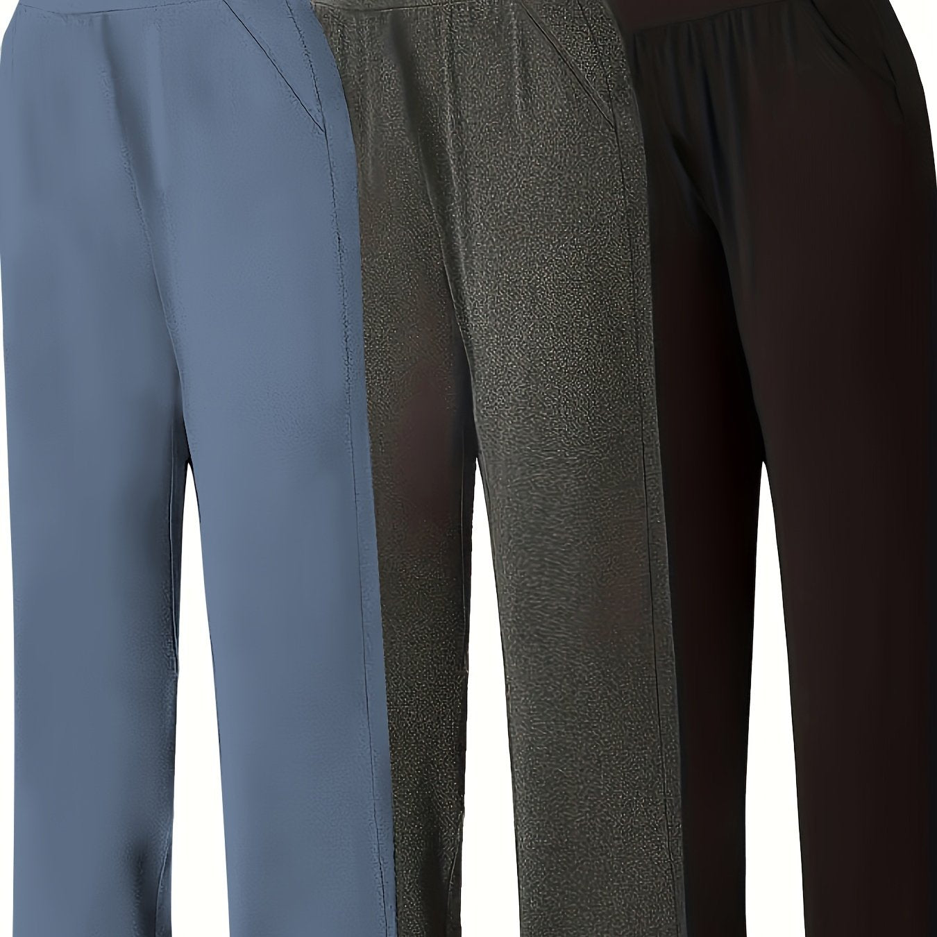 Pantalon Femme Grande Taille Décontracté – Taille Haute avec Poches, 3 Couleurs (Pourpre, Gris, Noir), Tous Saisons