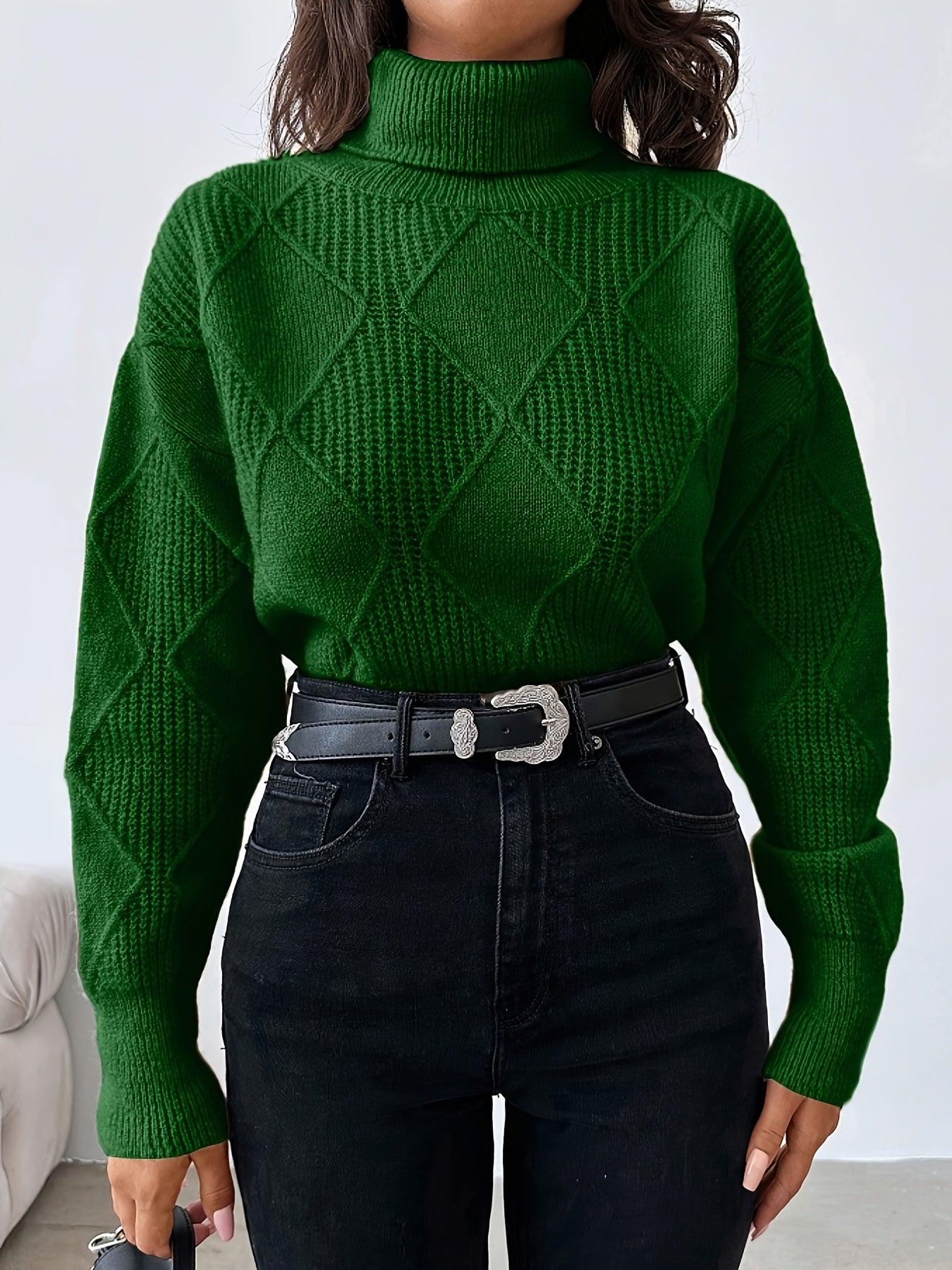 Pull casual col montant manches tombantes