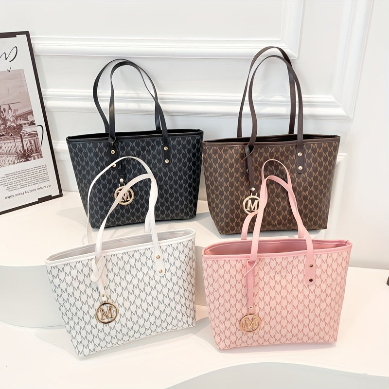 Sac Cabas et Bandoulière Femme Fait Main – Grande Capacité, Élégant, Couleurs : Rose / Marron, Quincaillerie Dorée et Fermeture Éclair