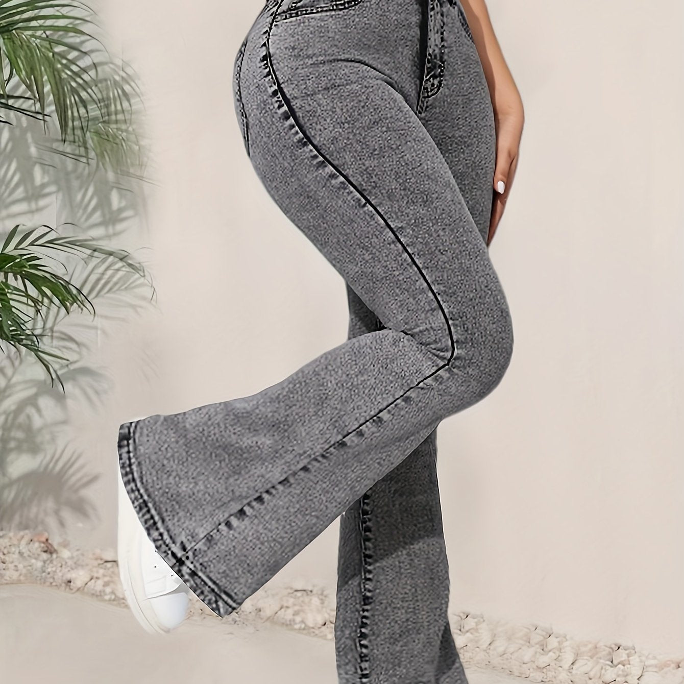 Jeans Femme Taille Haute Évasé Extensible Non Transparent Bell-Bottom Toute Saison Décontracté et Formel Polyvalent Denim Tendances