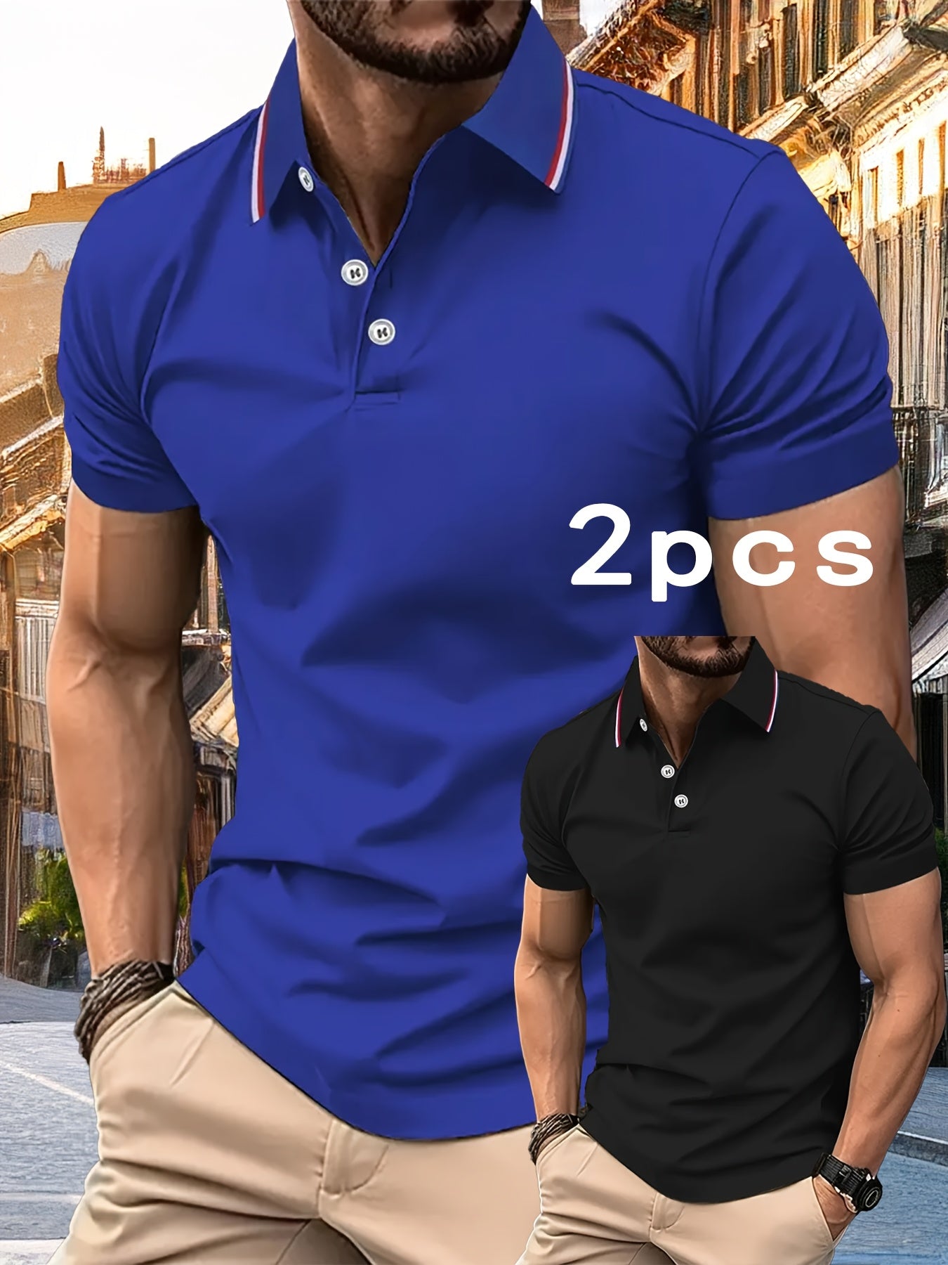 2pcs Men's Summer Shirts, Button- Front Design, Simple Comfortable Casual Turn- Collar Short Sleeve