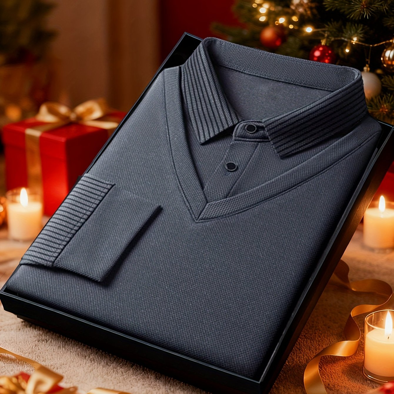 Men'S Faux Two-Piece Shirt Collar Knitwear, a Business Casual Striped Patchwork Top Featuring a Milano Letter Print Design, Available in Various Colors. It Has a Gray And Golden Contrasting Collar And Cuffs, a Simple Solid Co