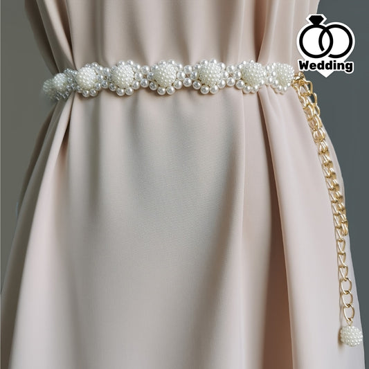 1 pc ceinture élégante pour femmes – Ceinture taille perles pour usage quotidien, robe, lanière en cristal, ceinture de mariage en perles pour femmes