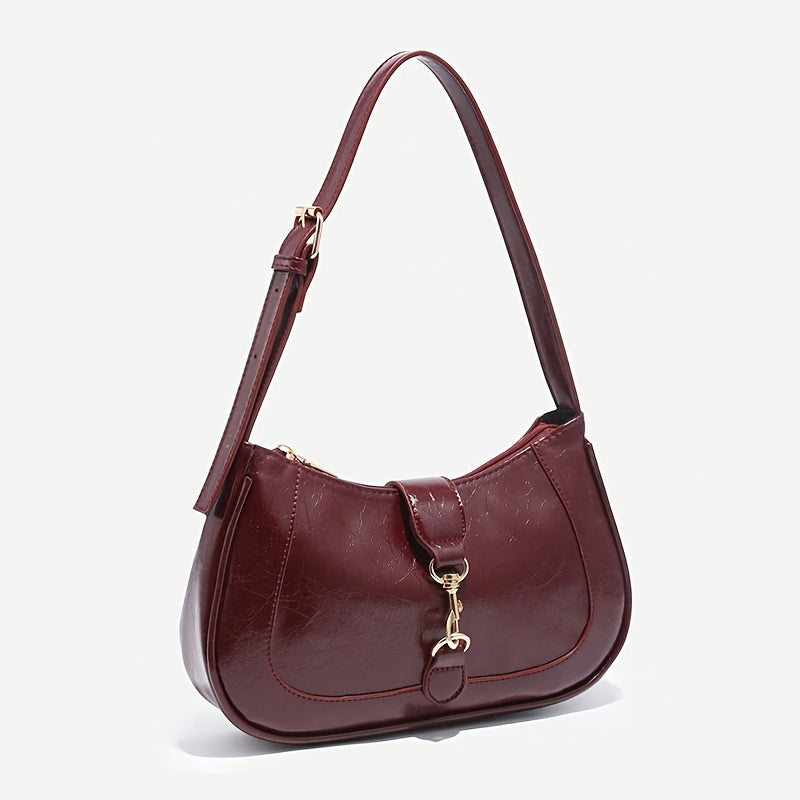 Sac Rétro Femme – Sac à Main et Bandoulière en Simili, Sac Croissant Bourgogne, Sangle Réglable, Fermeture Boucle, Élégant pour Rendez-vous, Soirées ou Sorties, Sac Polyvalent Convertible, Idéal Cadeau pour Mariage, Bureau ou Usage Quotidien