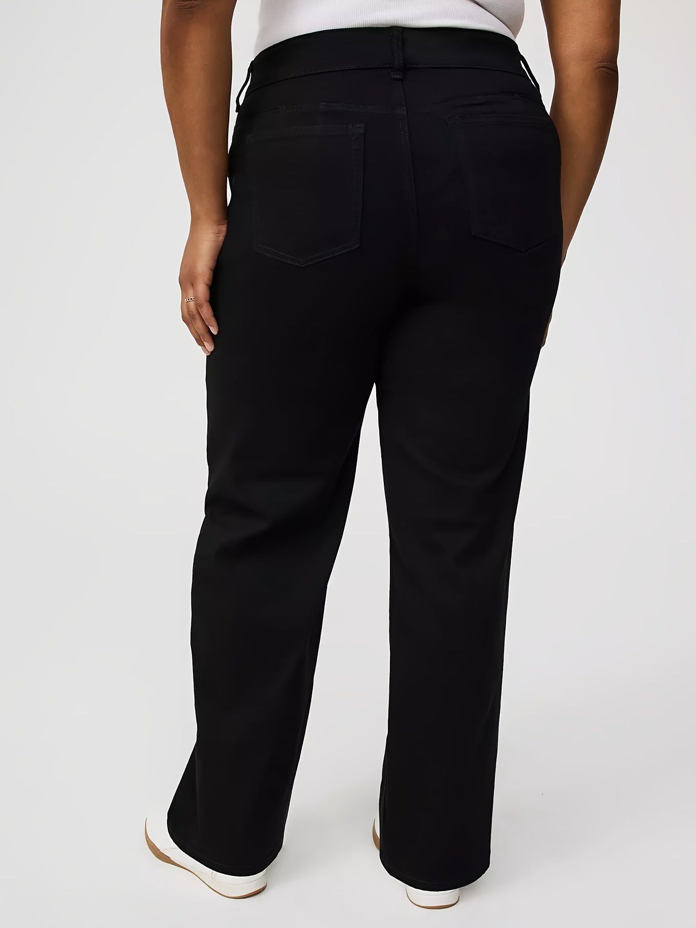 Jeans Femme Taille Haute – Coupe Droite, Denim Stretch Noir, Confort Toute Saison, Casual et Durable