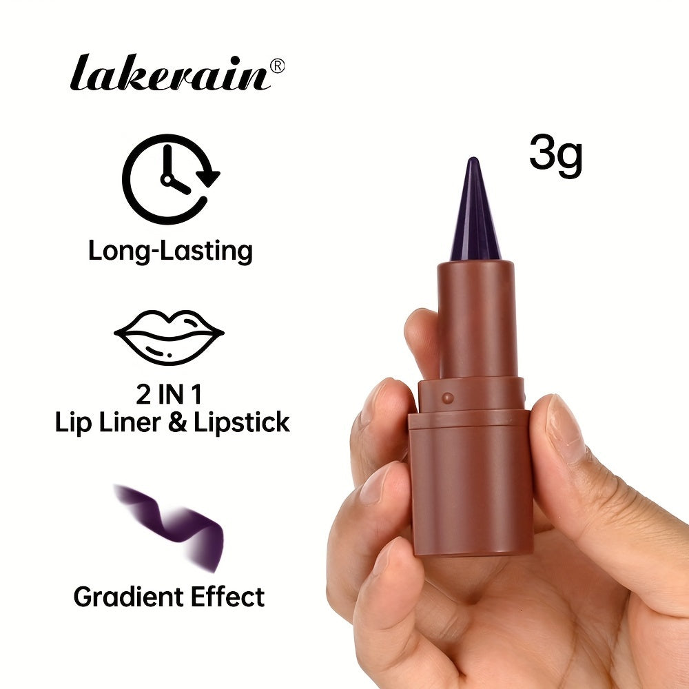 Lakerain 2-in-1 Matte Lip Liner & Lipstick - Waterproof, Sweatproof, Smooth Application for All Skin Types