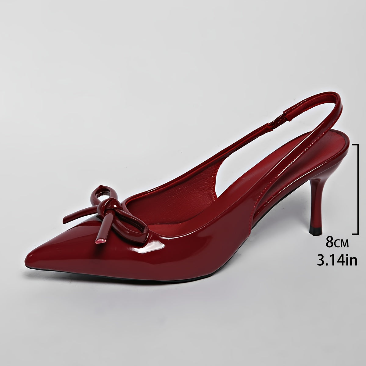 Escarpins Élégants pour Femme à Talons Aiguilles – Bout Pointu avec Détail Nœud, Dessus PU Rouge et Noir, Polyvalents Toute Saison pour Travail, Bureau, Soirées et Mariages, Style Sophistiqué