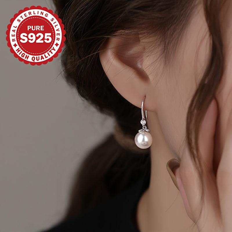 Boucles d’oreilles à crochet pour femmes en argent S925, design minimaliste raffiné, élégantes pour soirées et fêtes, hypoallergéniques, cadeau parfait.