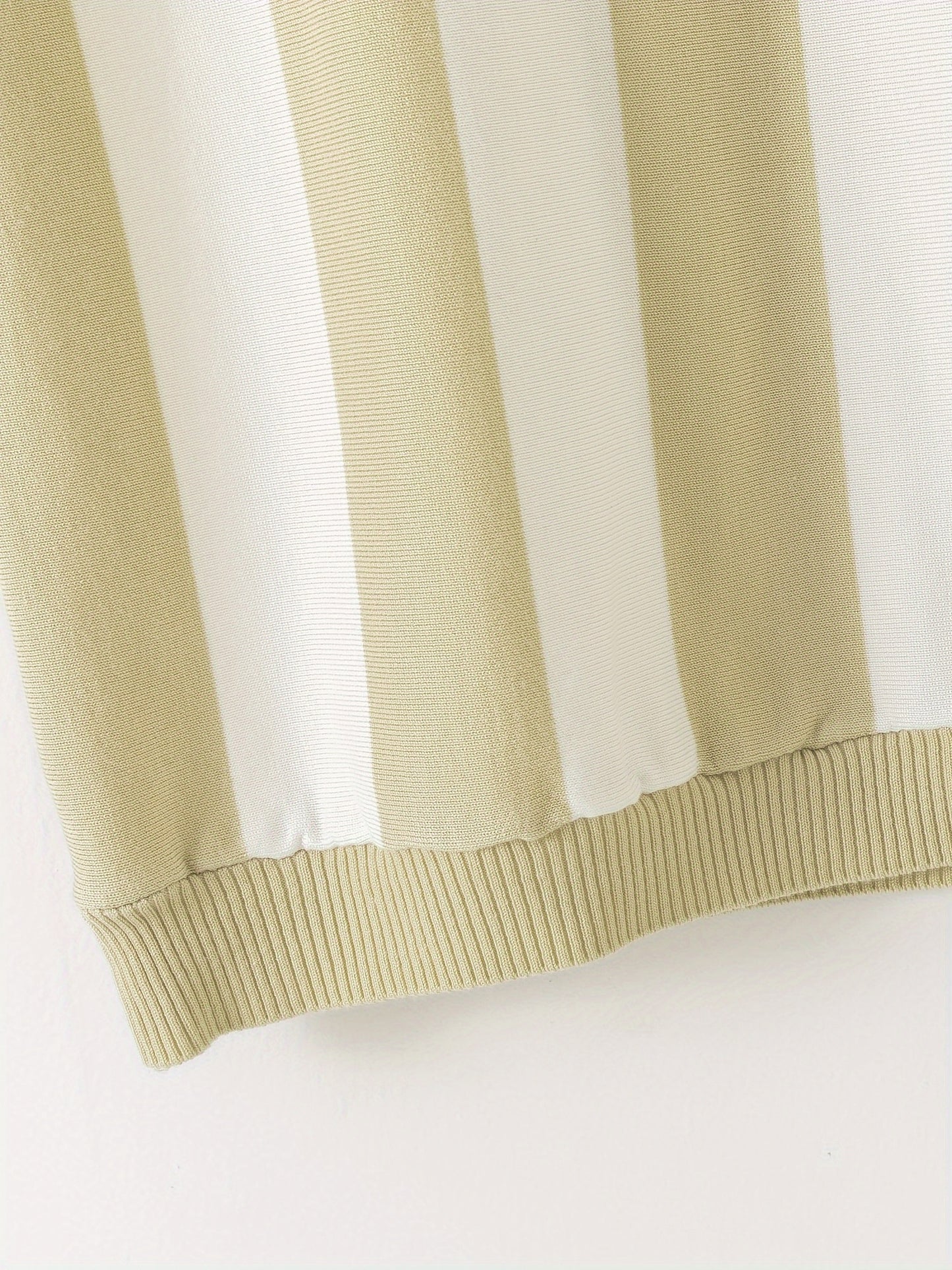 Men'S Striped Short-Sleeve Shirt for Spring And Summer, Suitable for Young And Middle-Aged Professionals, Featuring a Stylish Collar for Golf, Knit