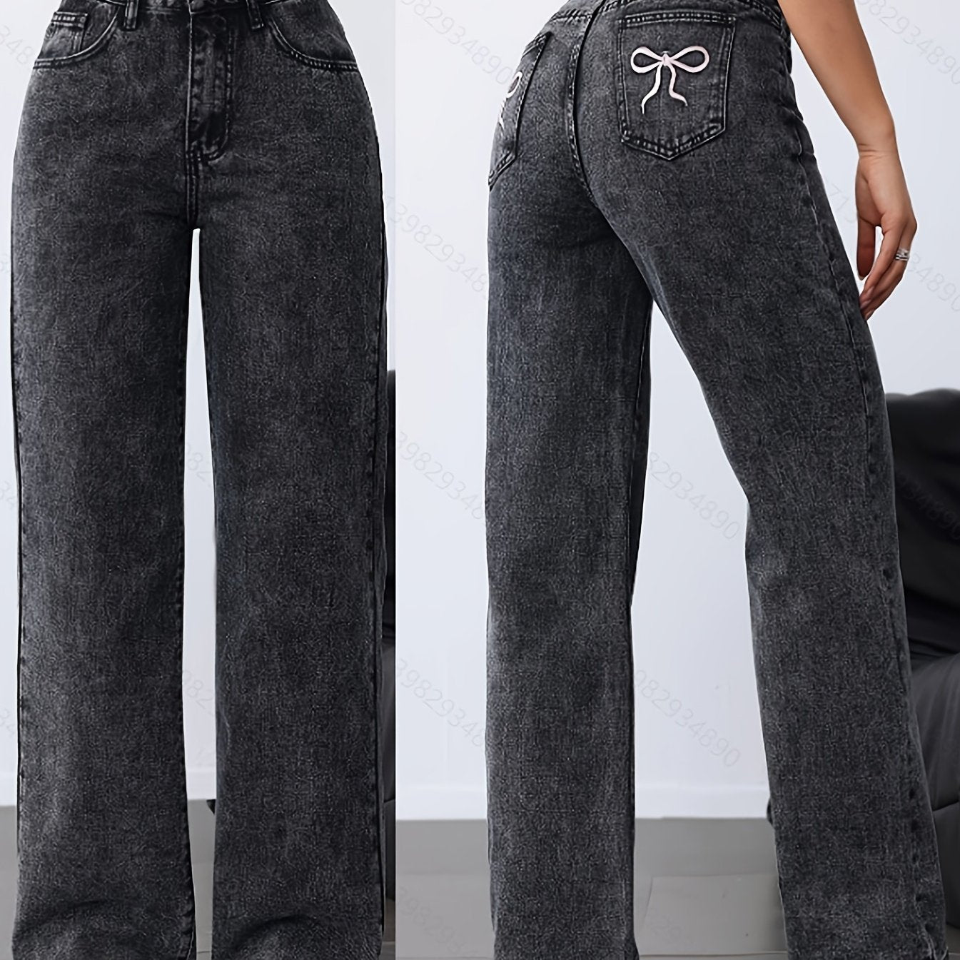 Jeans Femme Jambe Droite Ample Décontracté Polyvalent Denim
