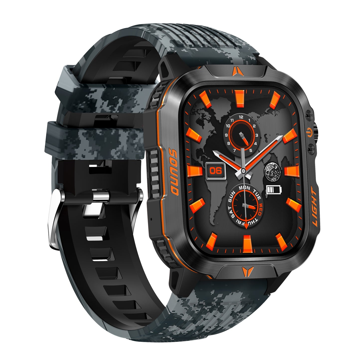 QTLJJBY Men's Smartwatch - 2.02" HD Display, Call & Text Functionality, Camo Design With Altimeter, Barometer, LED Flashlight, Sleep Tracker And 600mAh Battery - Perfect For Fitness & Outdoor Adventures
