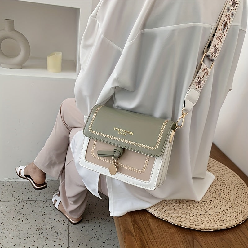 Sac Bandoulière à Rabat Tendance pour Femme – Décor Boucle – Sangle Large et Confortable