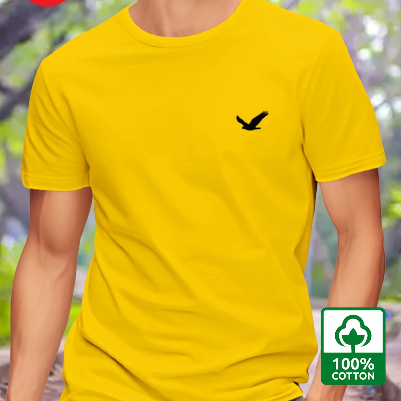 Men'S One Bird Graphic T-Shirt - Bright Pink with Bird Design, Lightweight Breathable Fabric for Everyday & Formal Wear - Minimalist Casual Tee for Office, Outings, Parties - Model T24-T240911-S, Party Attire, Round Neckline
