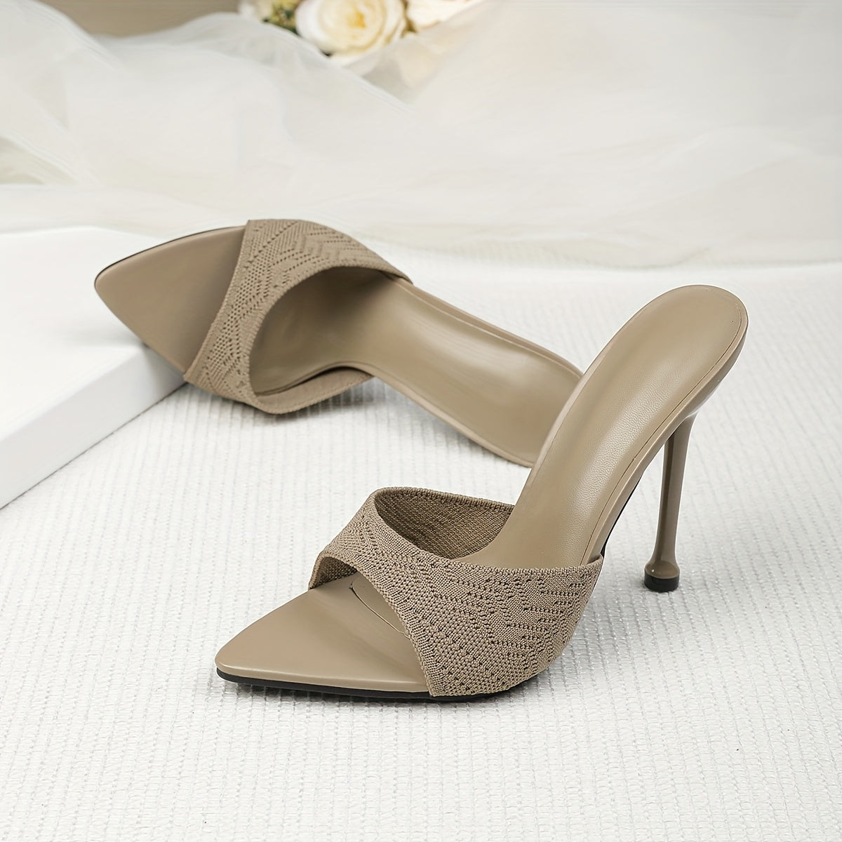 Mules Élégantes à Talons Aiguilles pour Femme – Bout Ouvert, Talons Ultra-Hauts, Tige en Microfibre, Semelle Antidérapante en Caoutchouc, Parfaites pour Mariages, Soirées, Bureau et Événements Extérieurs – Sandales de Soirée