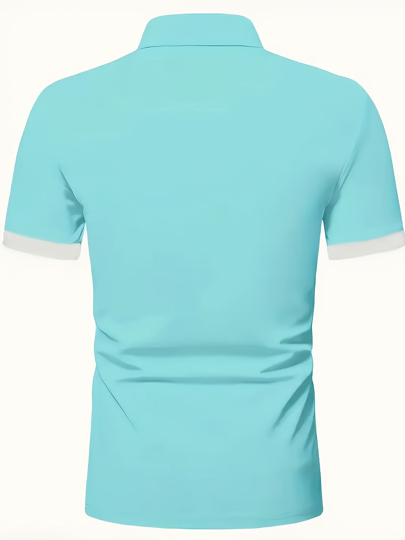 Men'S Summer Breathable Polo Shirt - Casual Short Sleeve, White with Blue Trim & Logo, Regular Fit, Geometric Pattern, Versatile for Business or Leisure Wear, Summer Casual Wear | Stylish Casualwear | Comfortable Fit