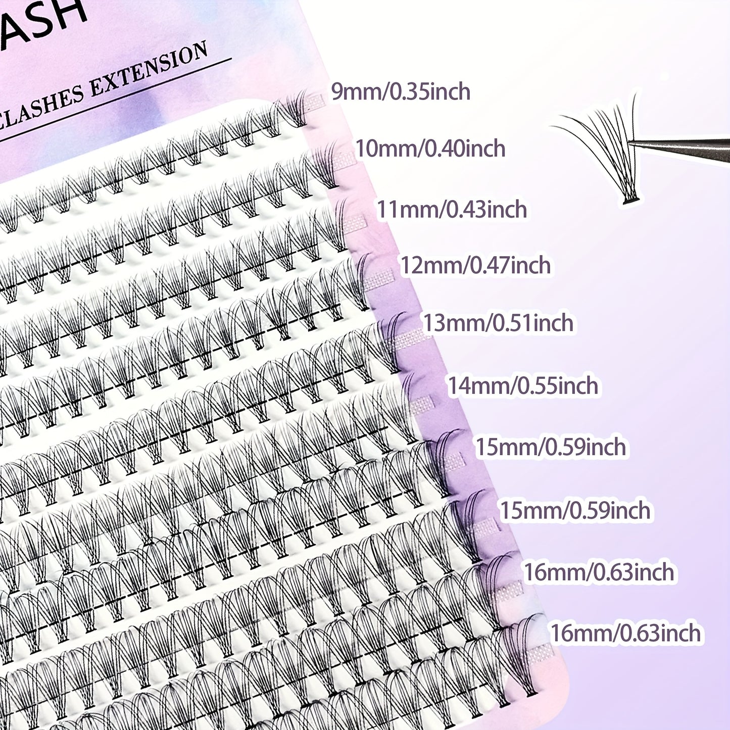 Cils 200 pcs — Volume Naturel Bouclé et Fluffy, Extensions de Cils Individuelles pour Débutants, Réutilisables, Curl D, Style Cat Eye, Longueurs 6-18 mm, Parfaits pour Usage Quotidien et Occasions Spéciales, Sublimation des Cils