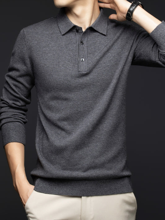 Men's Winter Warm Wool Blend Shirt - Burgundy Collar Button-Front Sweater Jacket, Long Sleeve Solid Color Casual & Formal Wear, Hand Washable Pullover Sweater Coat