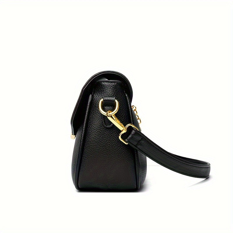 Sac bandoulière femme – noir, grande capacité, hardware doré, bandoulière réglable, polyvalent et élégant