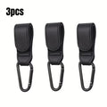 Premium 3-Pack Vegan Leather Stroller Hooks – Heavy-Duty Aluminum Hooks for Diaper Bags, Shopping Bags & Baby Essentials