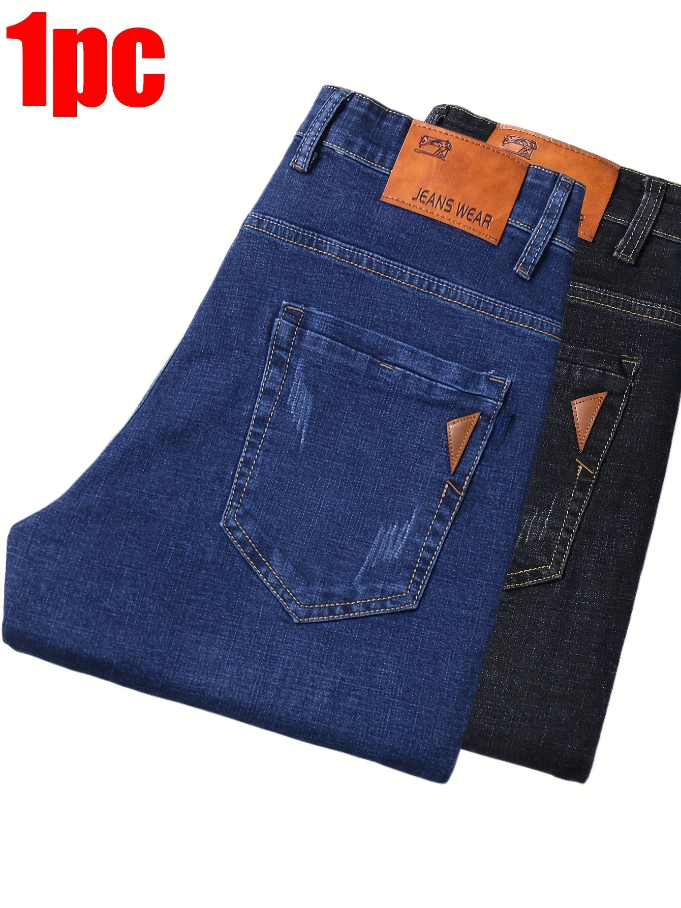 2pcs/1pc Pantalons Homme Slim Fit – Faux Denim, Stretch, Jambe Droite, Business Casual, Tout Saison