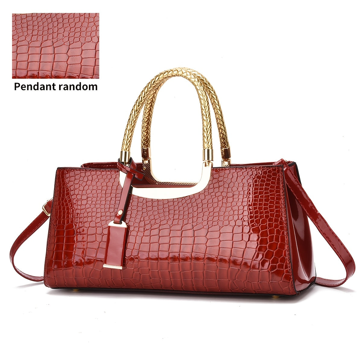 Pochette de Soirée Élégante – Motif Crocodile Blanc, Quincaillerie Dorée et Bandoulière Amovible, Sac à Main Femme Luxe pour Fêtes, Mariages et Événements Formels, Finition Brillante, Fermeture Éclair, Doublure Polyester