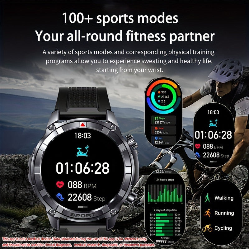 Montre Connectée Homme – Appels (Répondre/Appeler), Écran 3,86 cm, Tracker Fitness avec Assistant Vocal IA, Météo, Sommeil, 100+ Modes Sport, Batterie Longue Durée 500 mAh