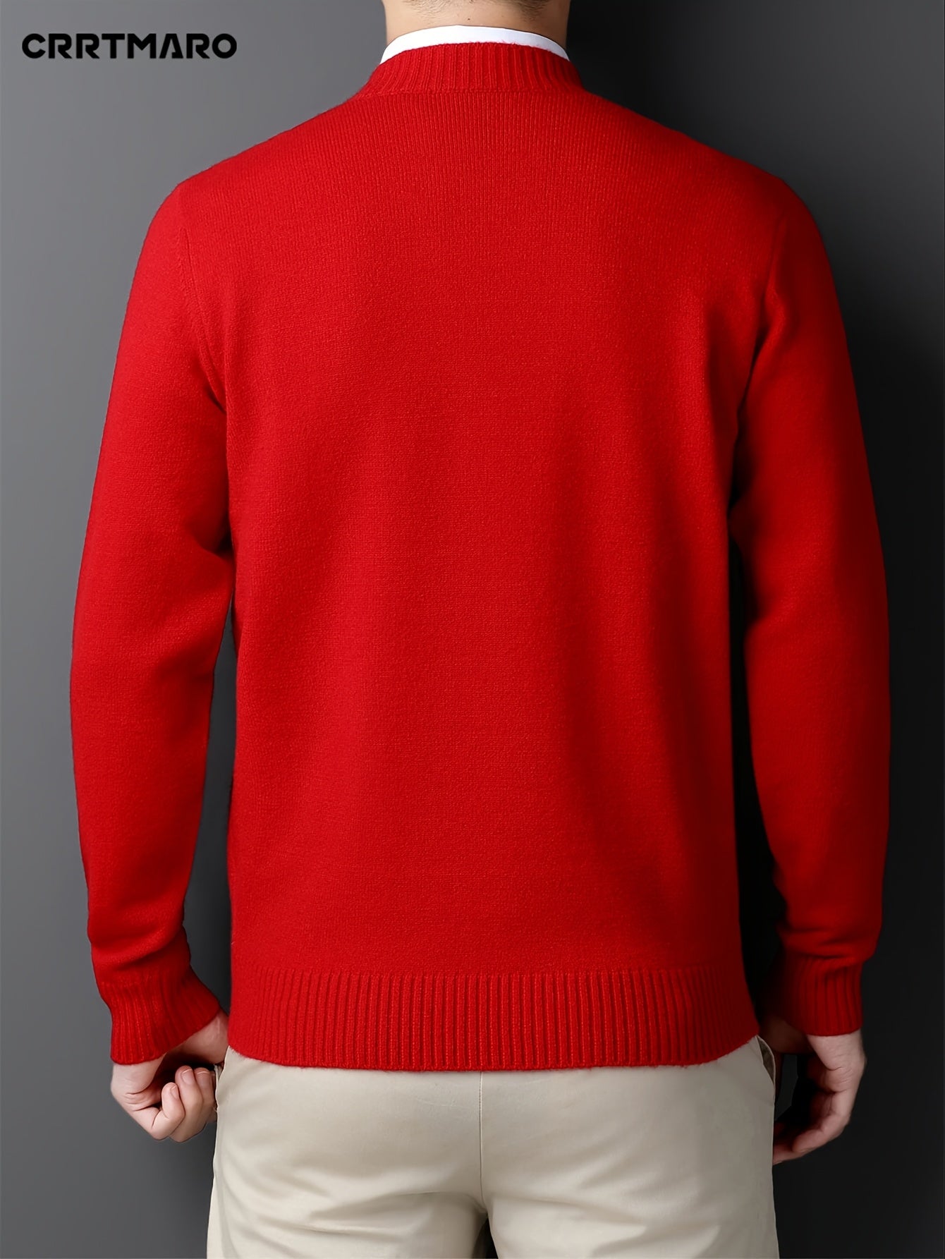 New Men's Knit Sweater with Twisted Floral V-Neck Long Sleeve Casual Top