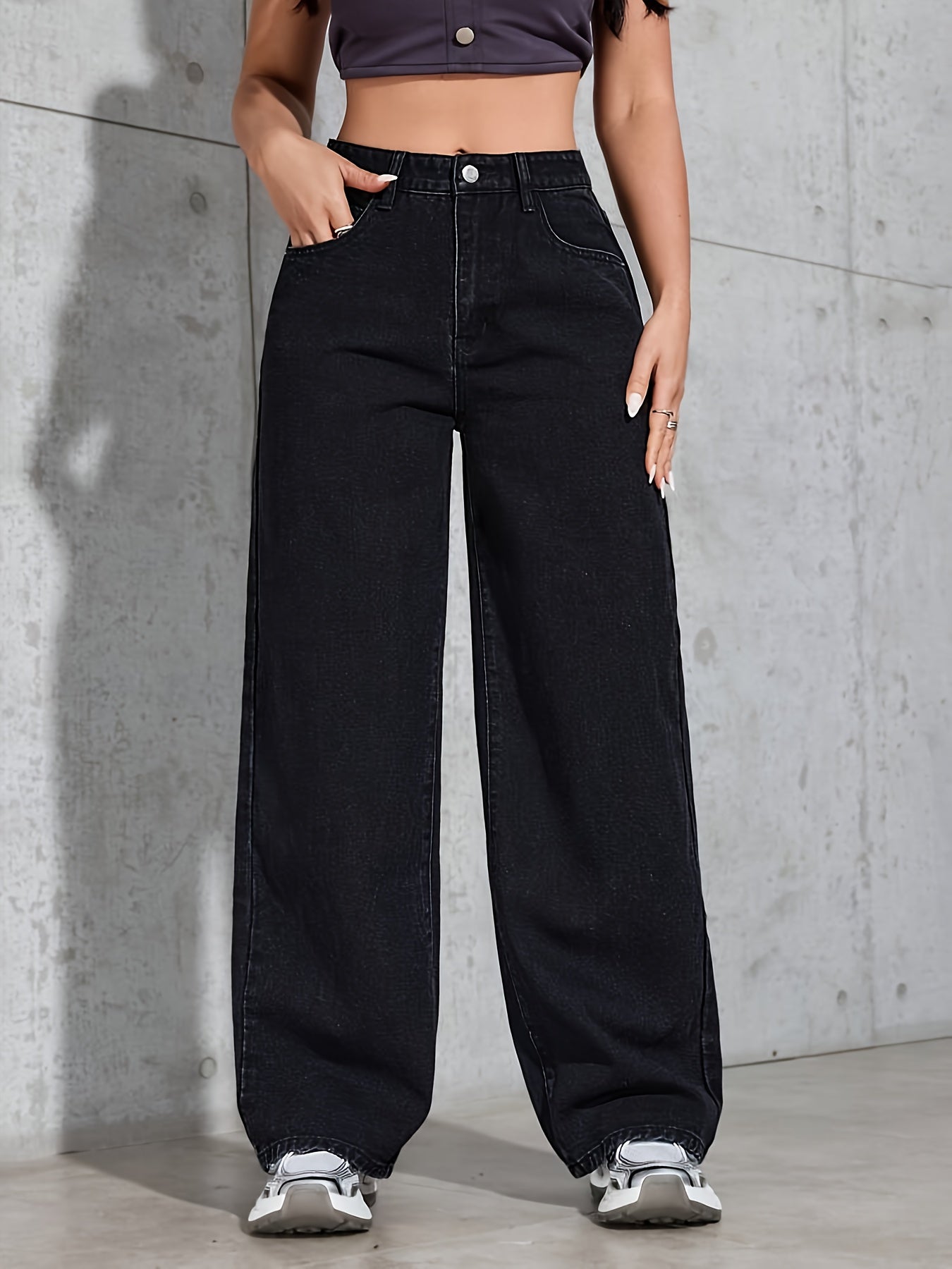 Jeans Femme CPUY Extensible Non Transparent Jambe Droite Taille Mi-Haute Longue Toute Saison Décontracté et Formel Lavable