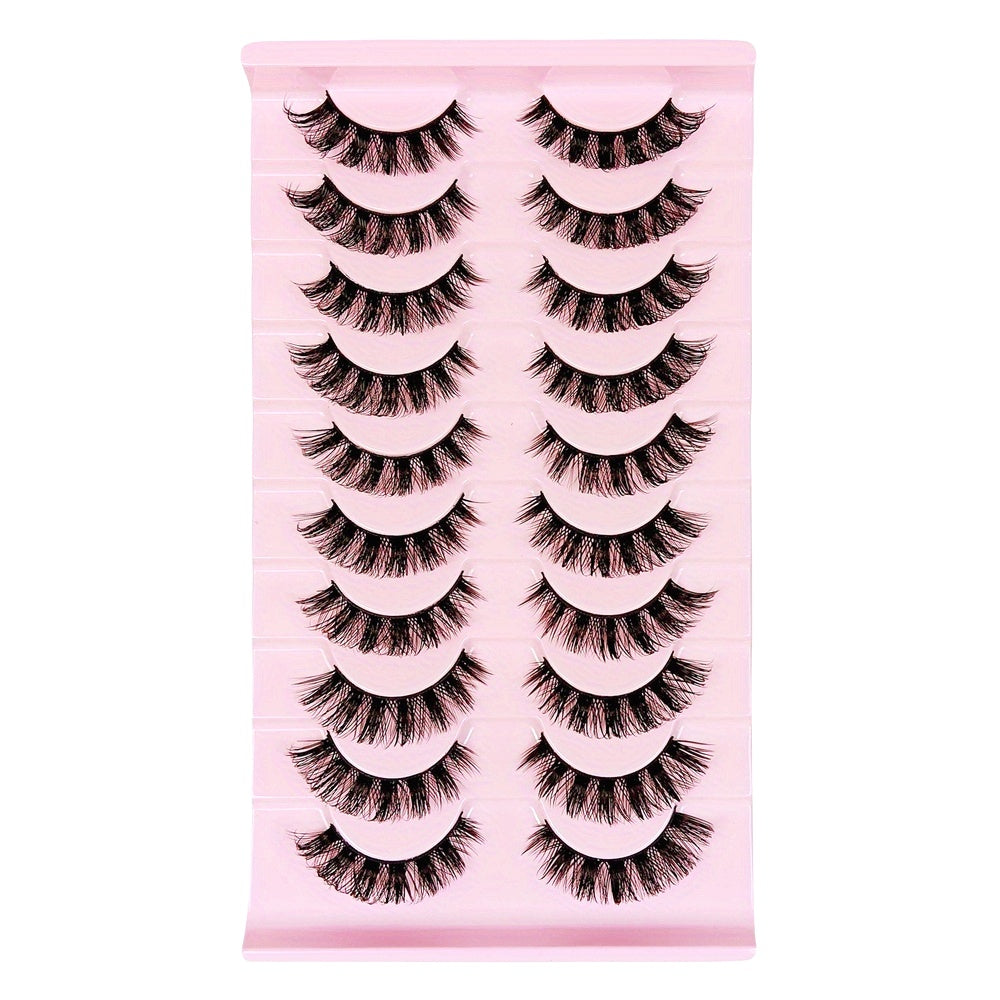 10 Paires de Cils Postiches DD Curl – Volume Fluffy Russe, Effet Dramatic et Désordonné, Faux Cils en Minky pour Maquillage