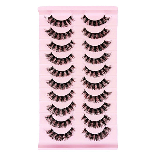 10 Paires de Cils Postiches DD Curl – Volume Fluffy Russe, Effet Dramatic et Désordonné, Faux Cils en Minky pour Maquillage