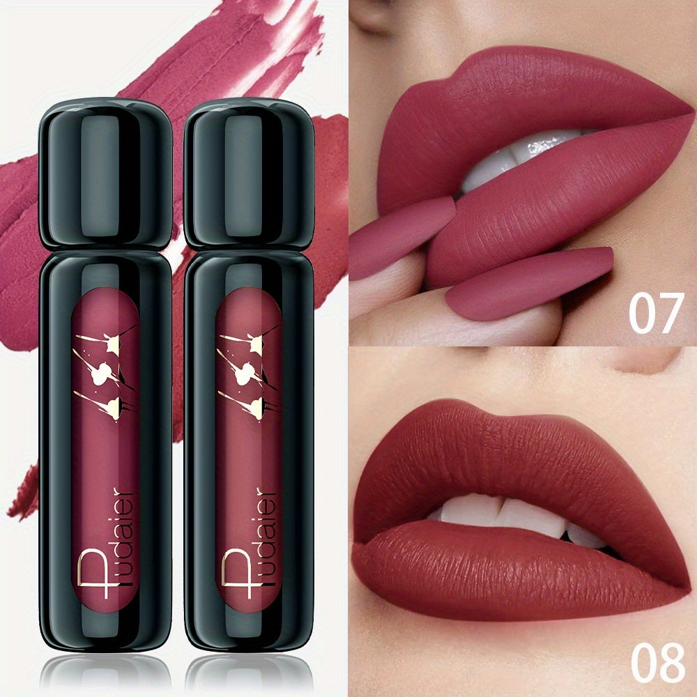 2pcs [Waterproof Lip Glaze] Waterproof Lip Glaze | Vibrant Colors, Not Sticky, Matte Reddish Brown Lip Glaze - Hydrating, High Pigmented Gloss - Perfect Smudge-Proof Romantic Gift for Valentines Day
