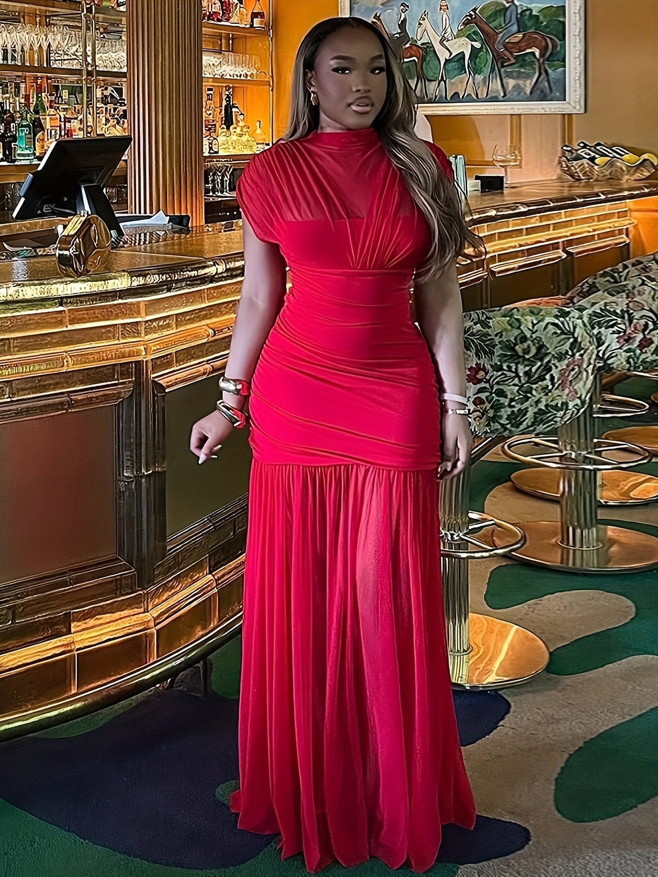 Robe Longue Élégante Femme – Coupe Slim Sans Manches