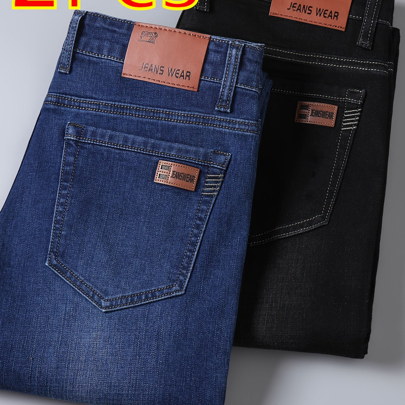 Jeans slim extensibles pour homme (2 pièces) – style tendance et polyvalent, toutes saisons, idéal business casual