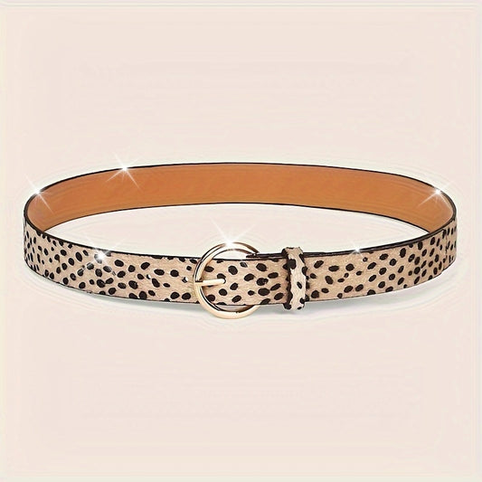 Ceinture fine grande taille à imprimé léopard – Boucle ronde, ceinture taille pour robes et jeans décorative, adaptée pour tour de taille 90-108 cm (XL et 2XL pour 99-116 cm)
