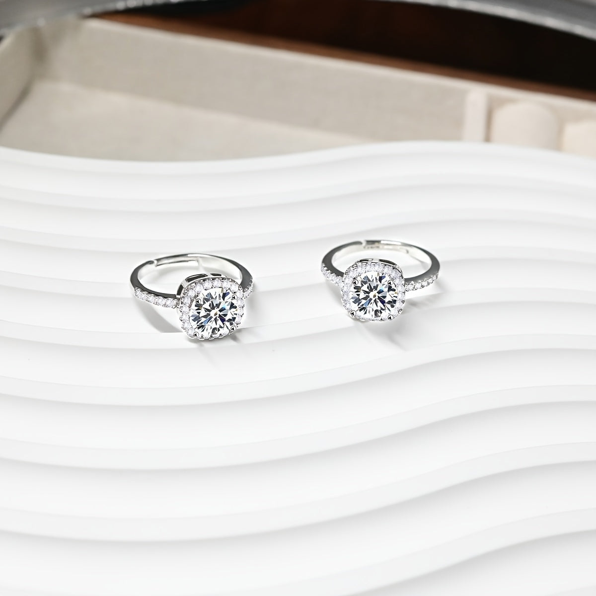 1pc Elegant Adjustable Square Synthetic Cubic Zirconia Engagement Ring, Unisex Copper Band, July Birthstone, Ideal for Weddings & Parties, Valentine'S Day Gift, All-Season Jewelry