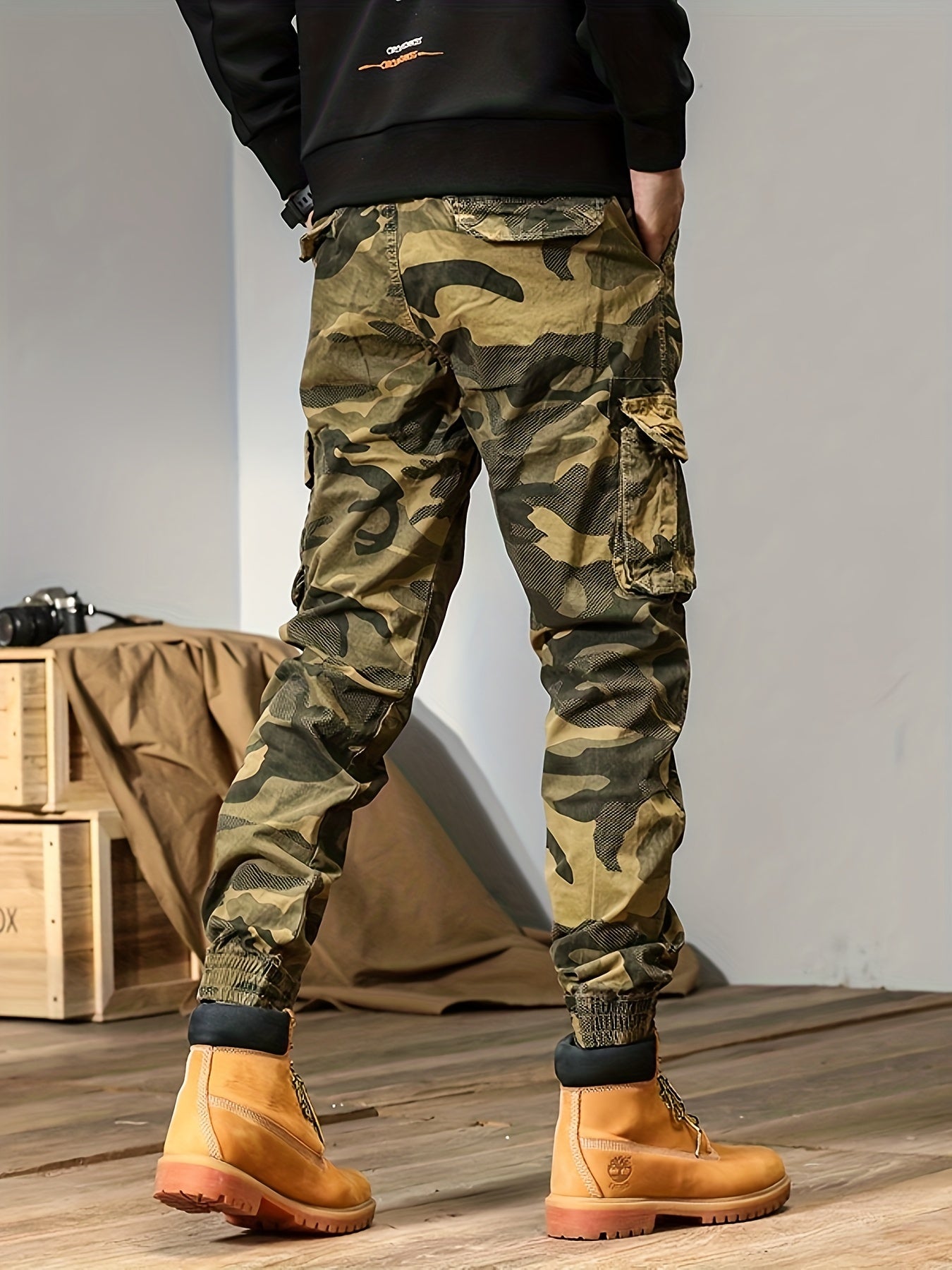Pantalon cargo camouflage pour homme – style Y2K hip-hop, multi-poches, taille élastique, coupe régulière, confortable toute saison, streetwear décontracté