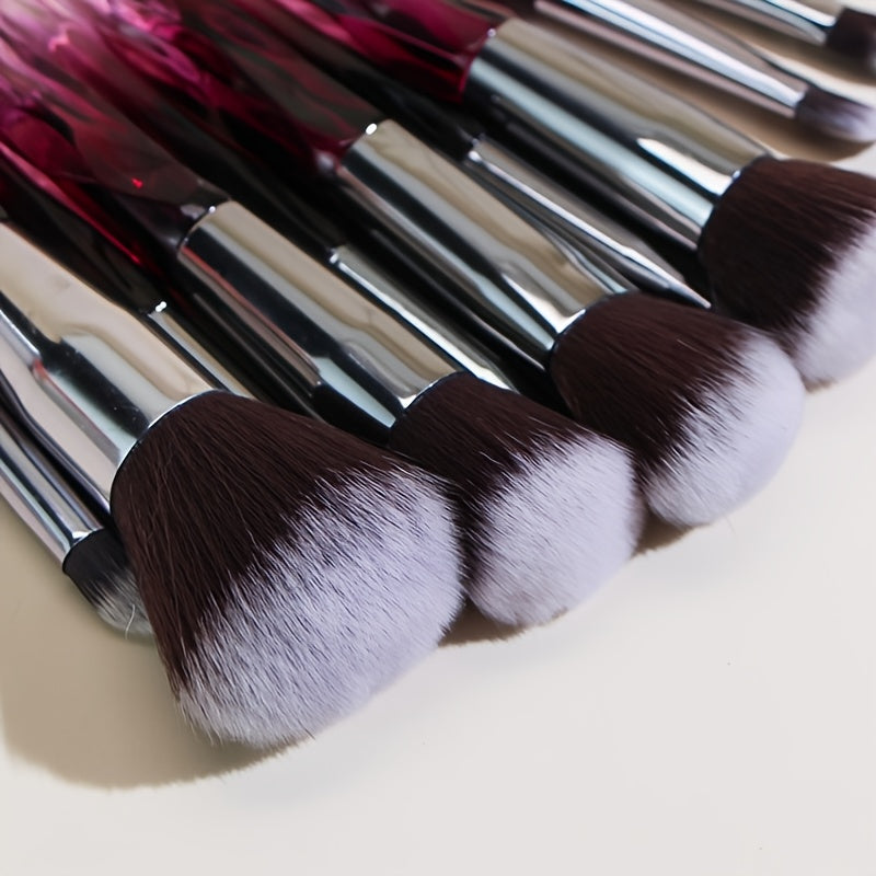 Set 10 Pinceaux Maquillage Cristal – Fond de Teint & Yeux