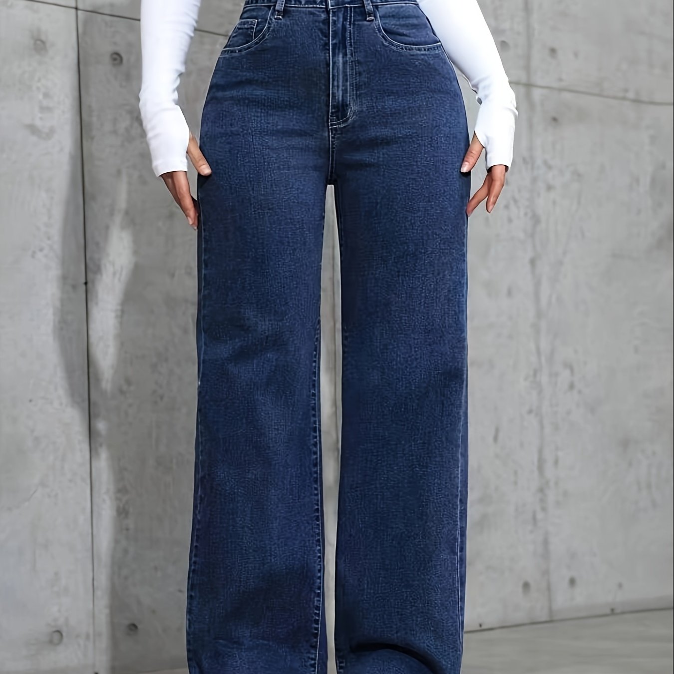 Jeans Femme Taille Haute – Coupe Droite, Denim Extensible Skinny, Tissu Non Transparent, Lavable en Machine, Polyvalent Quotidien et Tenues Formelles, Toutes Saisons, Confortable