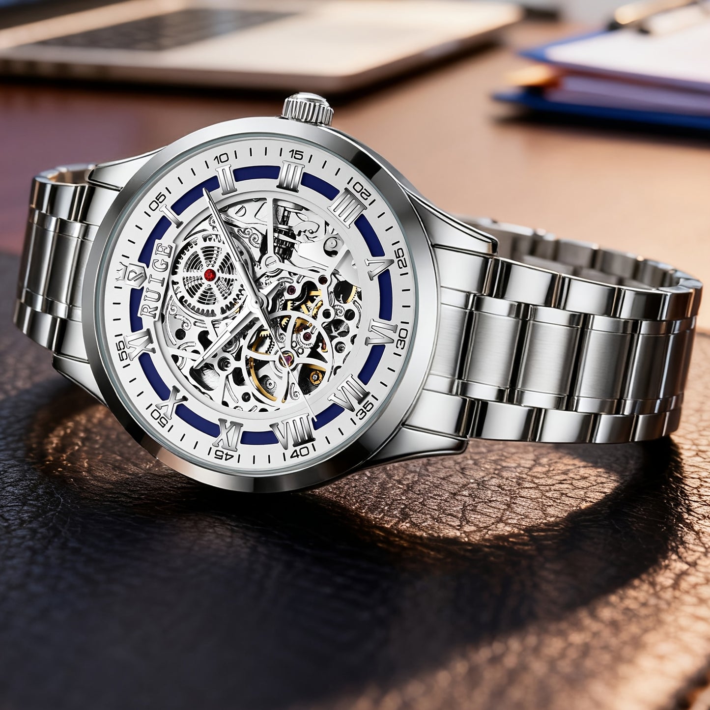 Montre Mécanique Automatique pour Homme – Cadran Squelette à Remontage Automatique, Aiguilles Luminescentes, Bracelet en Acier Inoxydable – Idéale pour le Quotidien, les Tenues Business & Formelles – Sans Batterie