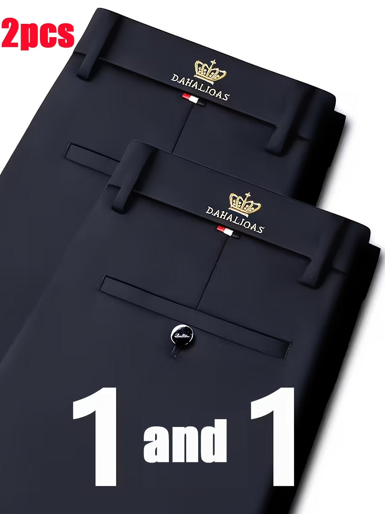 2pcs Pantalons Homme Business Casual – Stretch, Anti-Rides, Jambe Droite, Bureau & Loisir