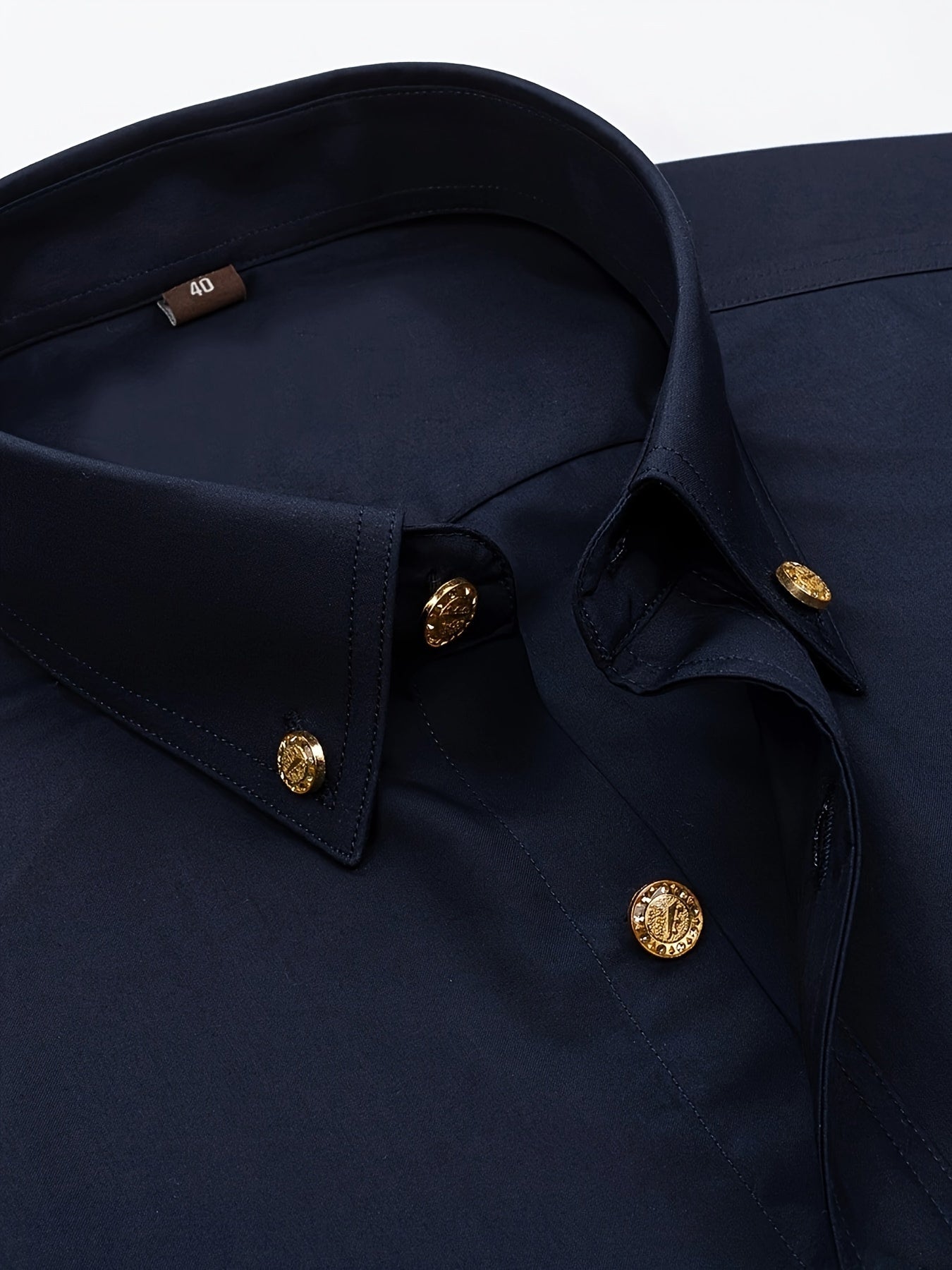 Men'S Solid Color Long-Sleeve Business Casual Shirt