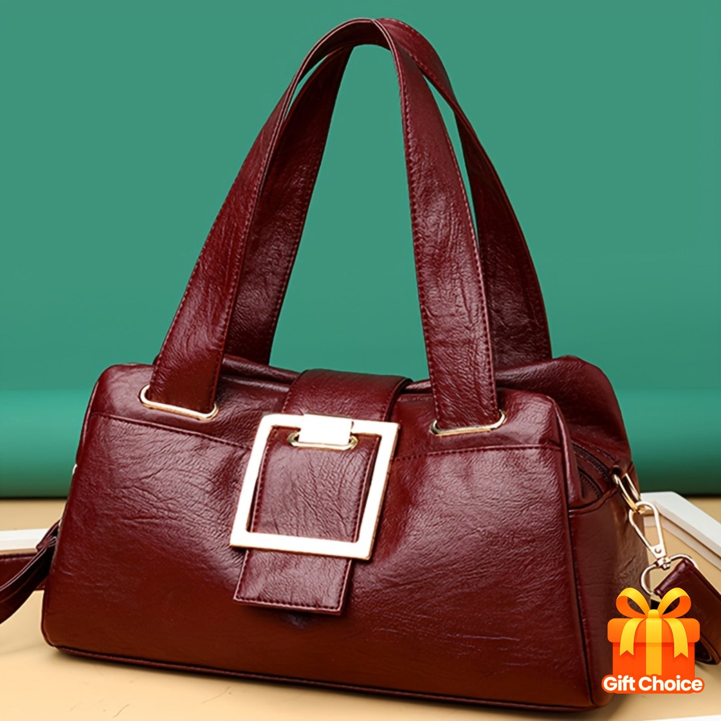 Sac Cabas Femme– Grande Capacité, Sangle Amovible, Ferrures Dorées, Multi-Compartiments avec Fermeture Zippée, Design Structuré Carré, Idéal Travail, Shopping et Voyage